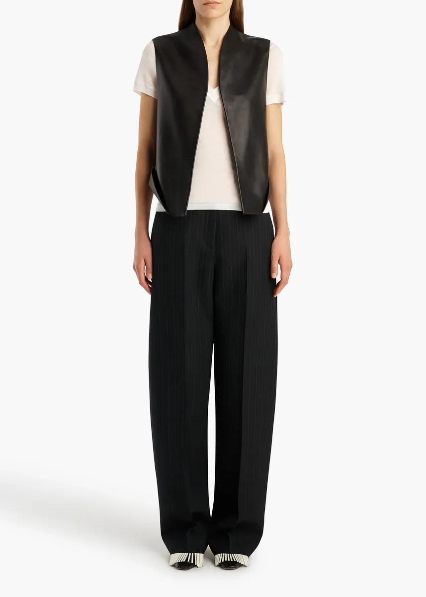 Khaite Vyn Gilet In Black Leather | Thumbnail 2 Khaite Vyn Gilet In Black Leather | Thumbnail 2