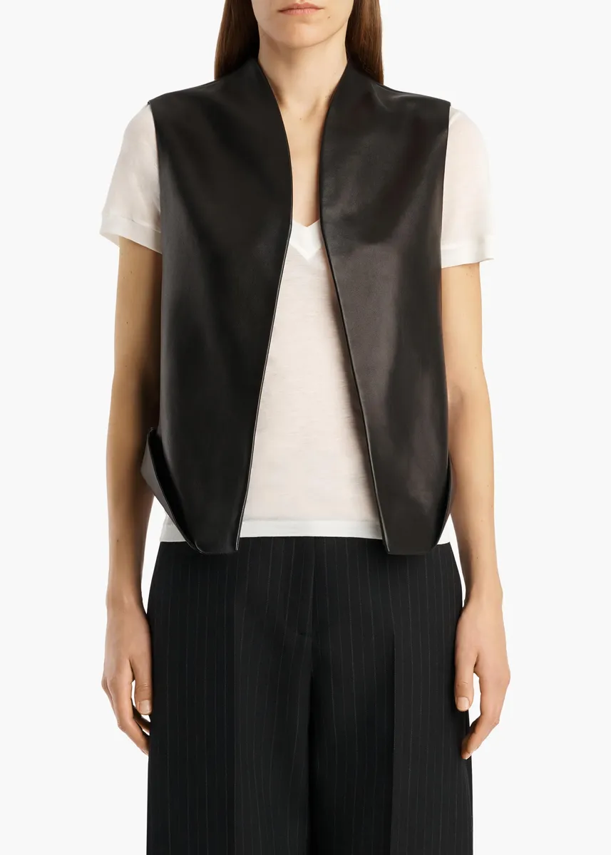 Khaite Vyn Gilet In Black Leather | Thumbnail 3 Khaite Vyn Gilet In Black Leather | Thumbnail 3