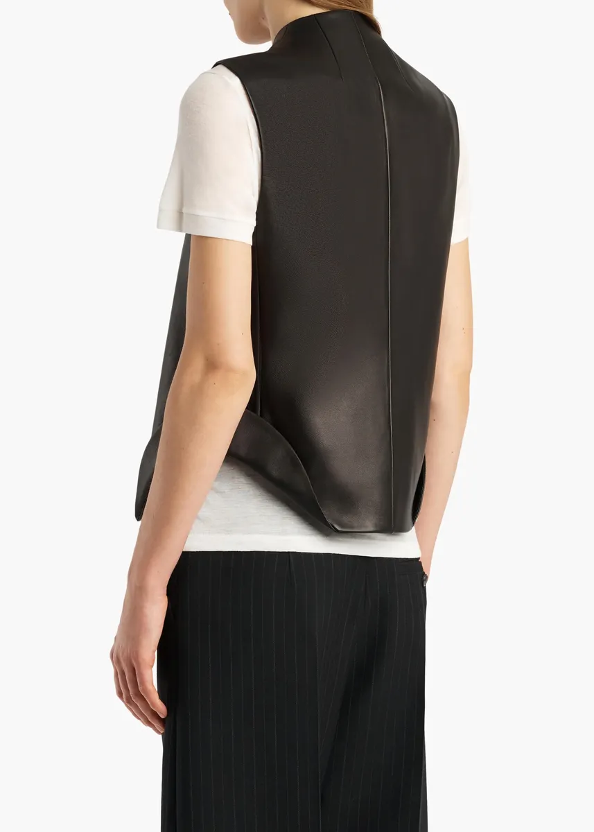 Khaite Vyn Gilet In Black Leather | Thumbnail 4 Khaite Vyn Gilet In Black Leather | Thumbnail 4