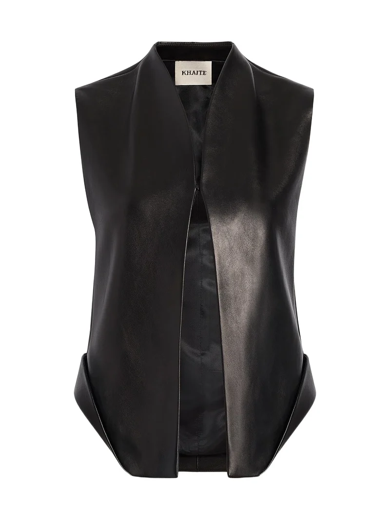 Khaite Vyn Gilet In Black Leather