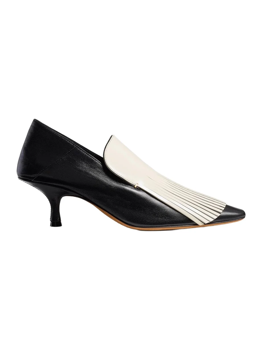 Khaite Anouk Fringe Loafer In Black And White