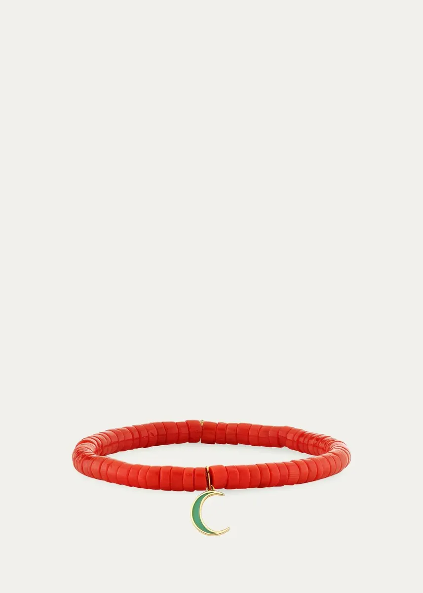Sydney Evan 14K Yellow & Coral Gold Moon Charm Bracelet | Thumbnail 3
