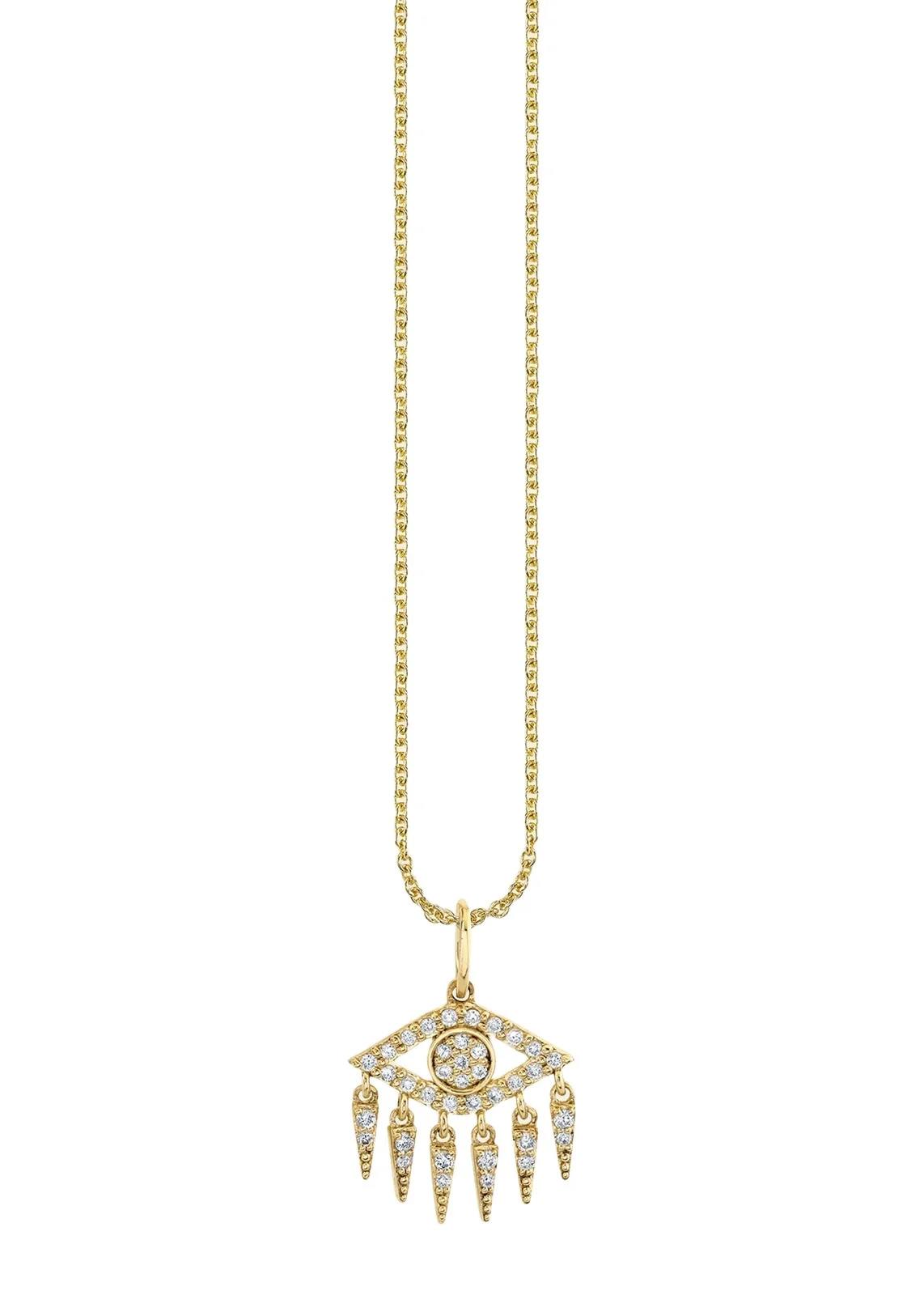 14K Gold & 0.12 TCW Diamond Evil Eye Fringe Pendant Necklace 14K Gold & 0.12 TCW Diamond Evil Eye Fringe Pendant Necklace