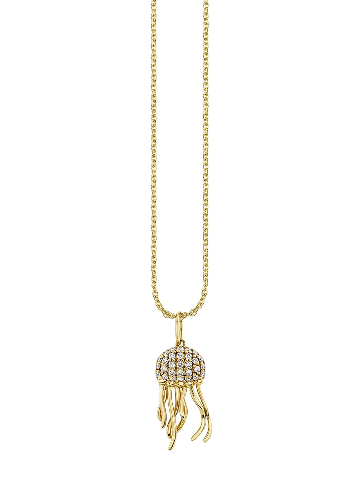 14K Yellow Gold & 0.012 TCW Diamond Jellyfish Charm Pendant Necklace