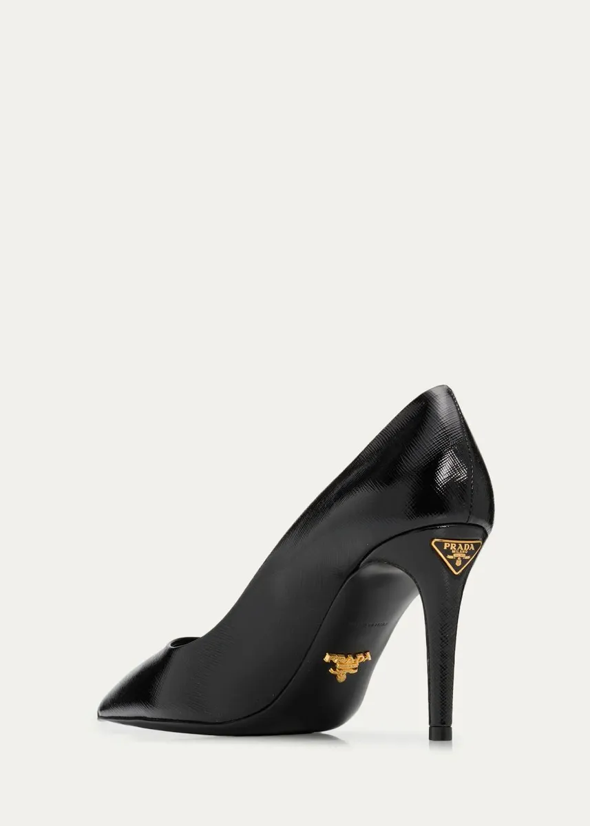 Prada 85mm Vernice Saffiano Leather Pumps | Thumbnail 4