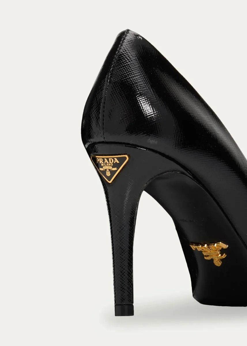 Prada 85mm Vernice Saffiano Leather Pumps | Thumbnail 5