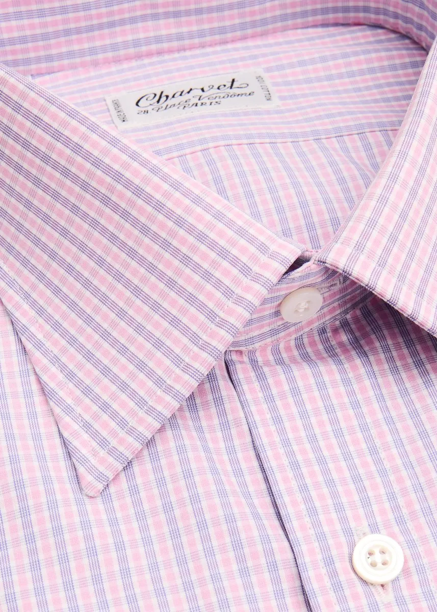 Charvet Men's Cotton Micro-Check Dress Shirt | Thumbnail 2 Charvet Men's Cotton Micro-Check Dress Shirt | Thumbnail 2