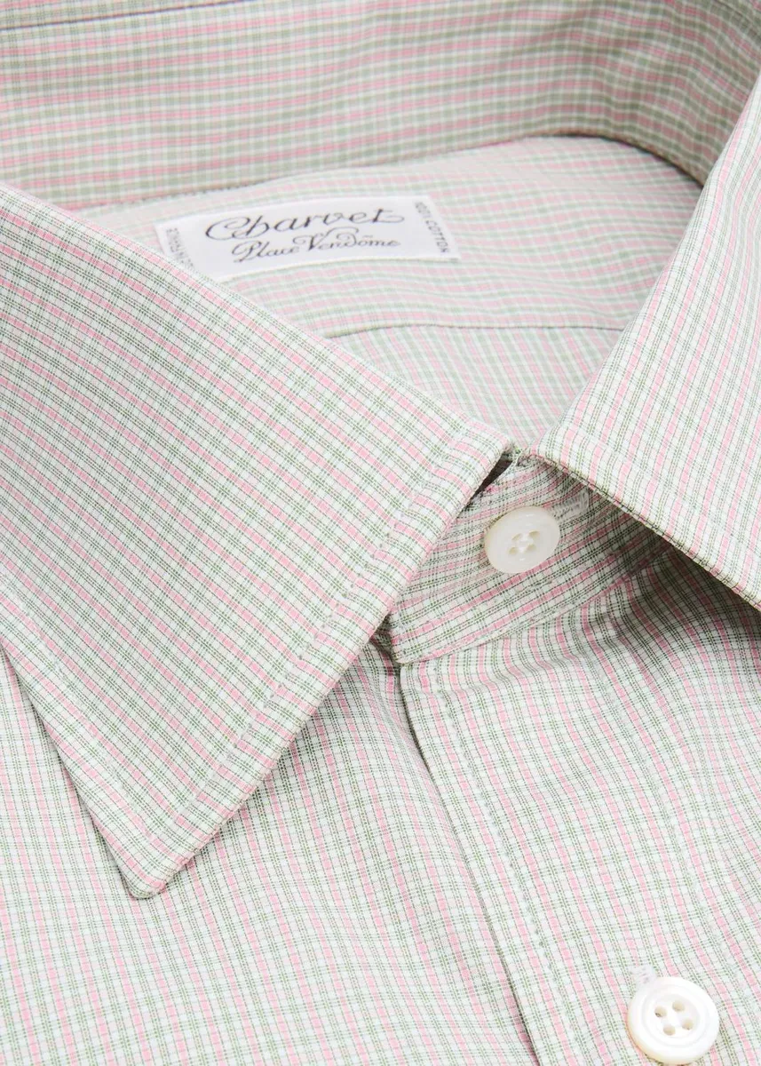 Charvet Men's Micro-Check Cotton Dress Shirt | Thumbnail 2 Charvet Men's Micro-Check Cotton Dress Shirt | Thumbnail 2