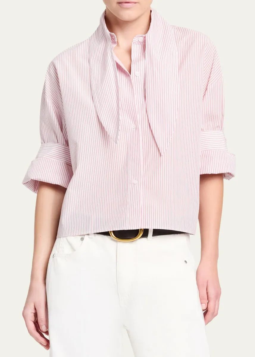 TWP Tie One On Striped Button-Front Shirt | Thumbnail 4