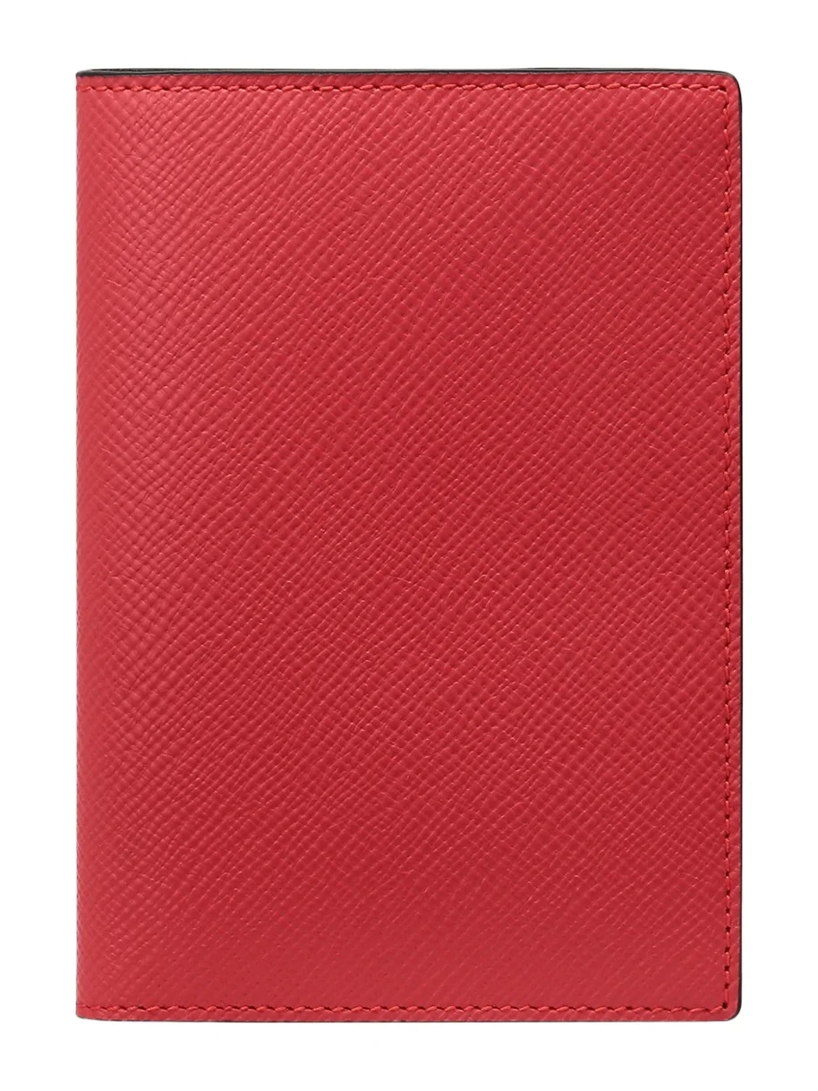 Smythson Panama Leather Passport Cover, Scarlet Red