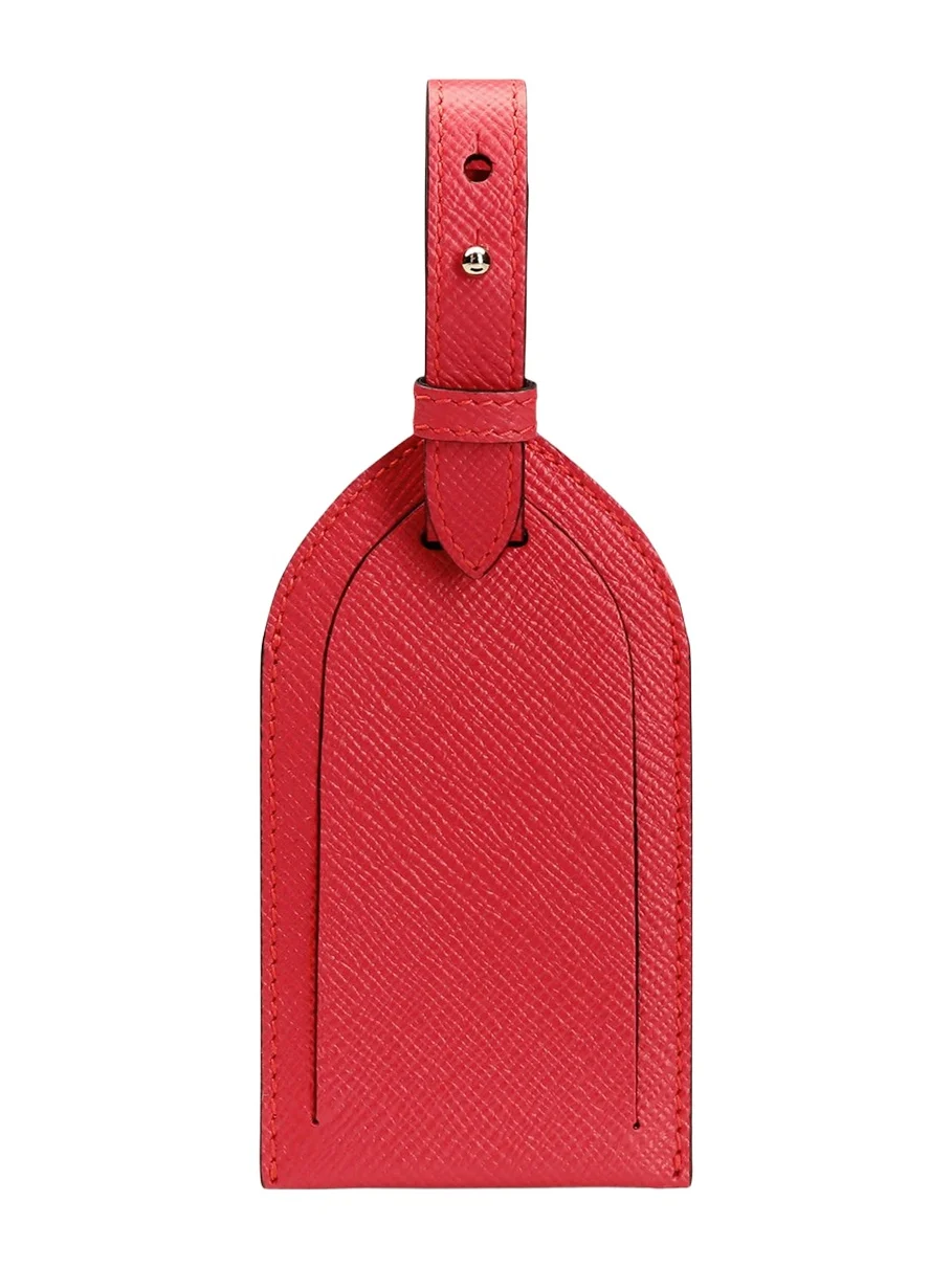 Smythson Panama Leather Luggage Tag, Scarlet Red