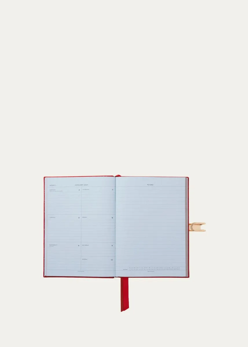 Smythson Soho 2027 Weekly Journal in Mara Croc-Embossed Leather with Slide | Thumbnail 3