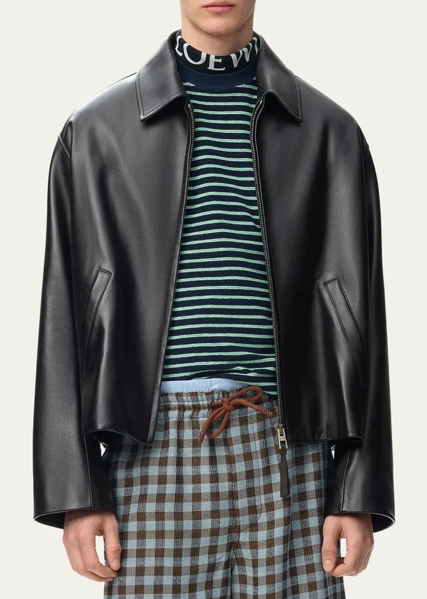 Loewe Men's Nappa Leather Zip-Up Jacket | Thumbnail 4 Loewe Men's Nappa Leather Zip-Up Jacket | Thumbnail 4