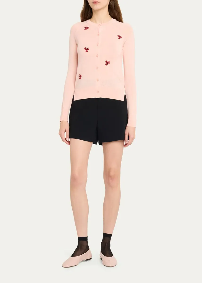 Simone Rocha Turbo Crystal Rose Crewneck Cardigan | Thumbnail 2