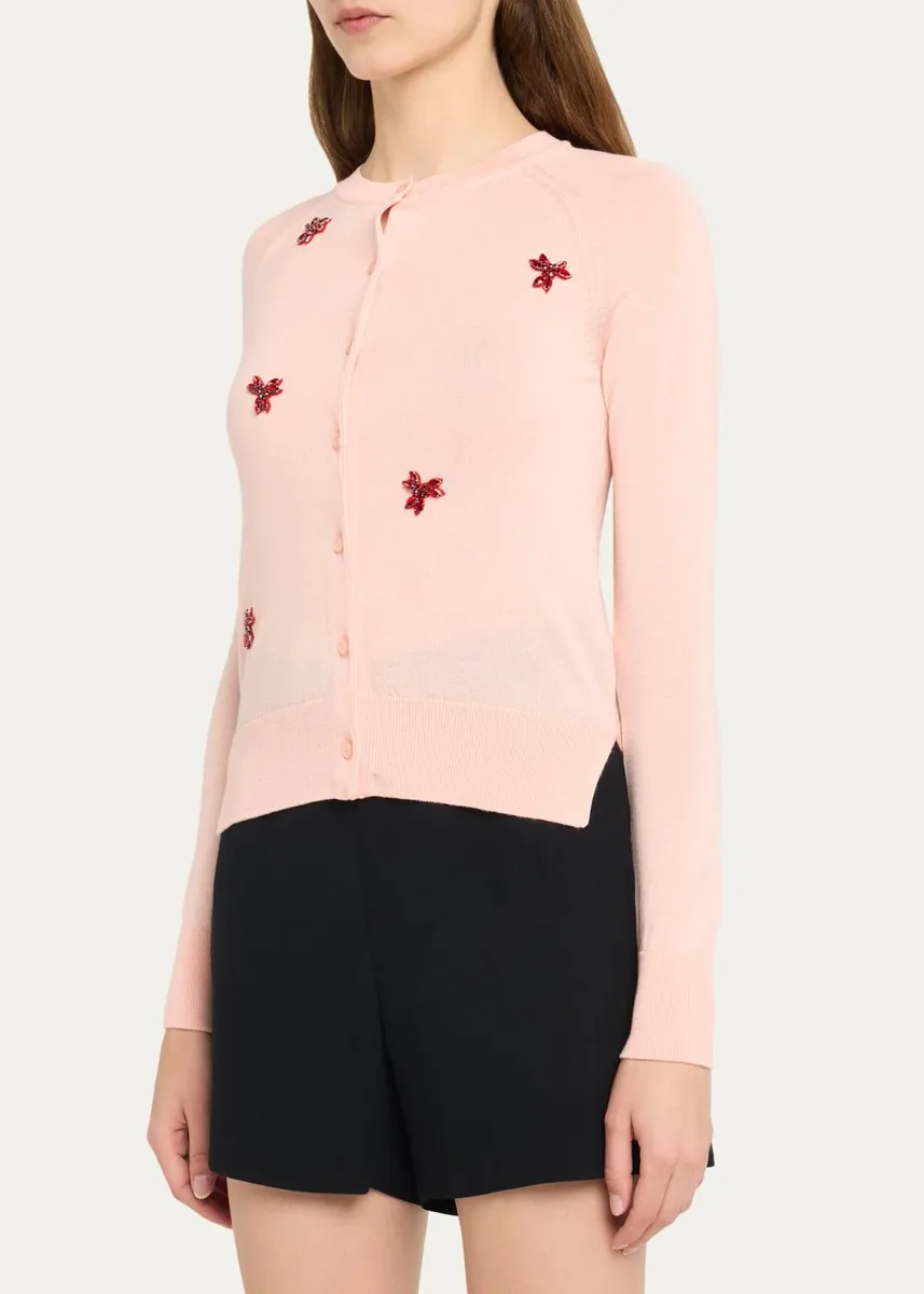 Simone Rocha Turbo Crystal Rose Crewneck Cardigan | Thumbnail 4