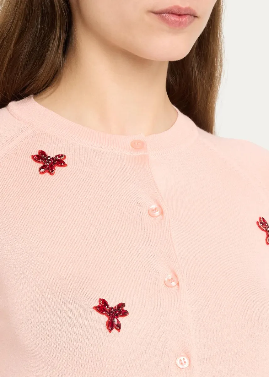 Simone Rocha Turbo Crystal Rose Crewneck Cardigan | Thumbnail 5