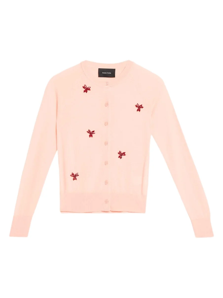 Turbo Crystal Rose Crewneck Cardigan
