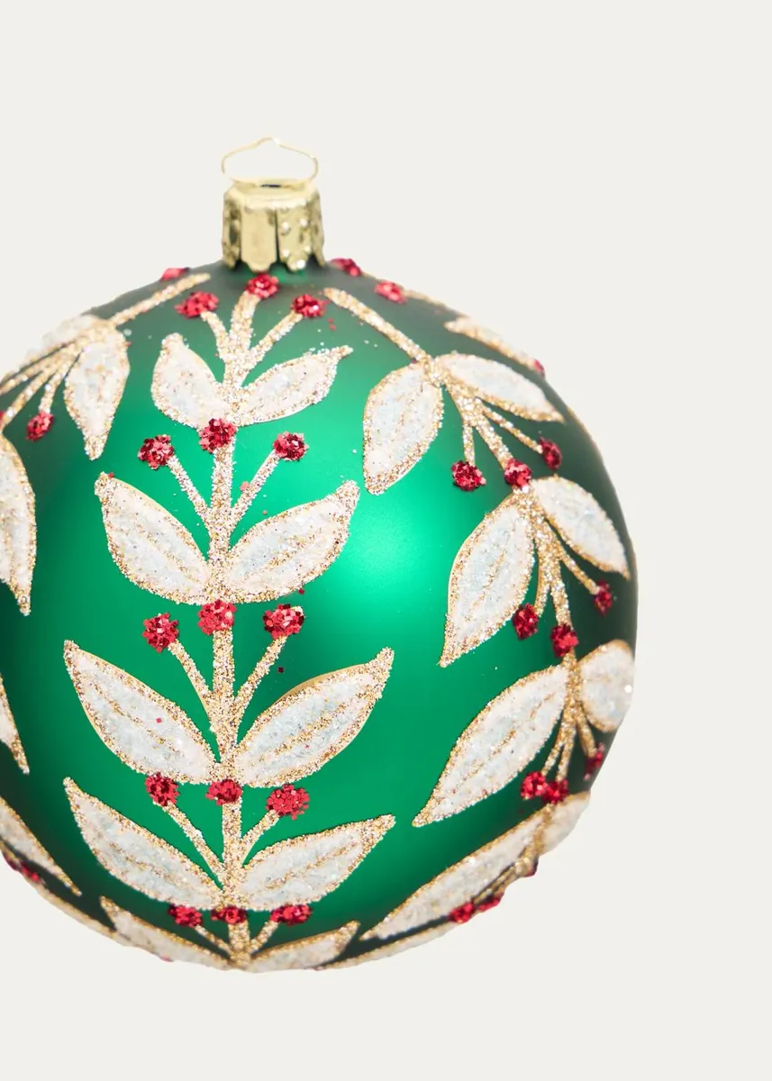 Bergdorf Goodman Berries & Leaves on Green Ball Christmas Ornament | Thumbnail 2 Bergdorf Goodman Berries & Leaves on Green Ball Christmas Ornament | Thumbnail 2