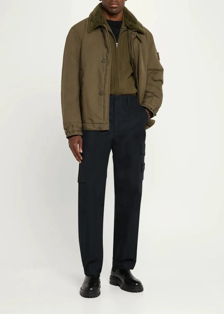 Stone Island Men's Shearling-Collar Military Jacket | Thumbnail 2