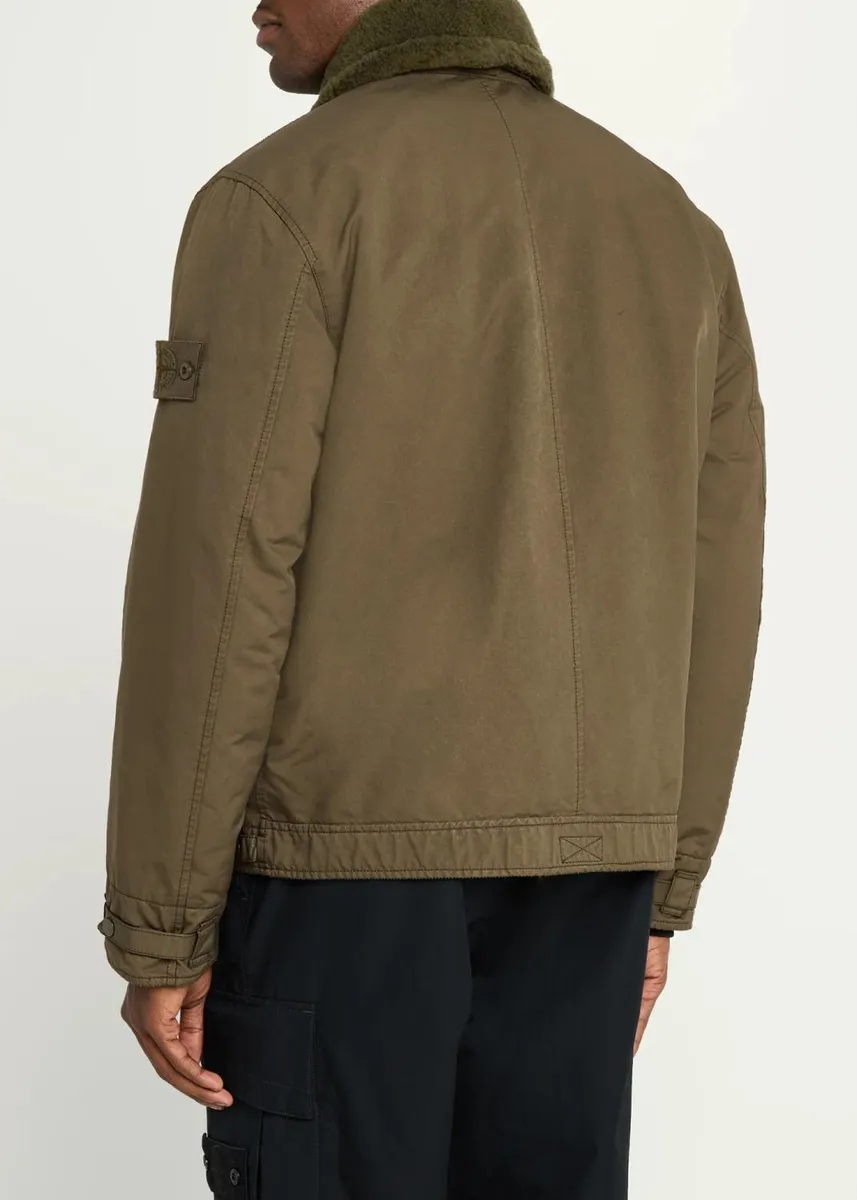 Stone Island Men's Shearling-Collar Military Jacket | Thumbnail 3