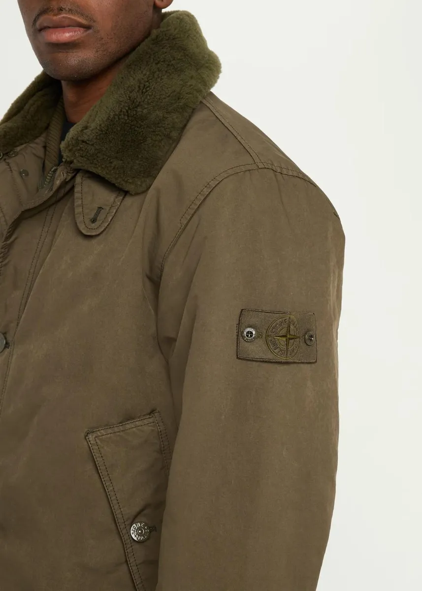 Stone Island Men's Shearling-Collar Military Jacket | Thumbnail 5