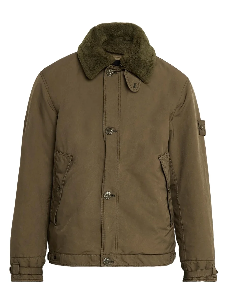 Stone Island Men's Shearling-Collar Military Jacket