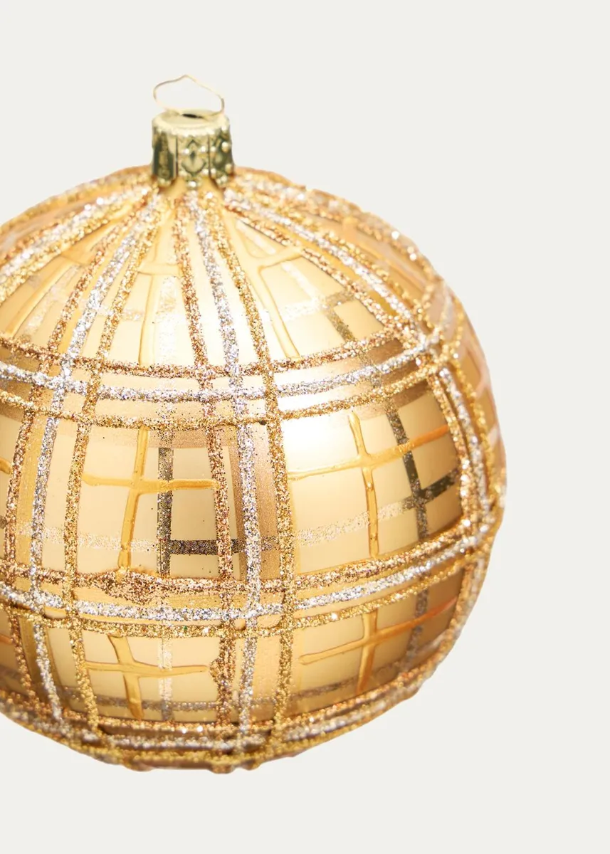 Bergdorf Goodman Gold Plaid Ball Christmas Ornament | Thumbnail 2 Bergdorf Goodman Gold Plaid Ball Christmas Ornament | Thumbnail 2