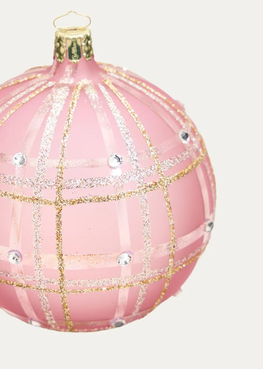 Bergdorf Goodman Glitter-Embellished Plaid Pink Ball Christmas Ornament | Thumbnail 2 Bergdorf Goodman Glitter-Embellished Plaid Pink Ball Christmas Ornament | Thumbnail 2