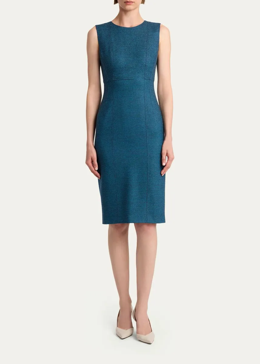 Kiton Textured Cashmere Sleeveless Sheath Dress | Thumbnail 2