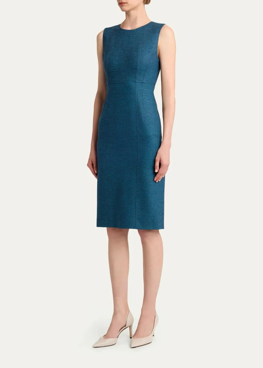 Kiton Textured Cashmere Sleeveless Sheath Dress | Thumbnail 4