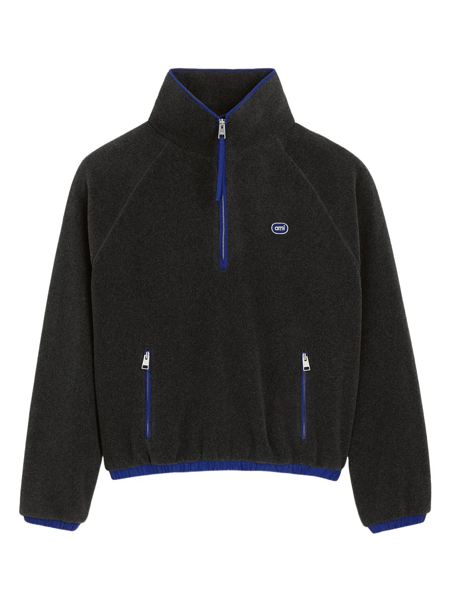 AMI PARIS Men's Half Zip Fleece Jacket