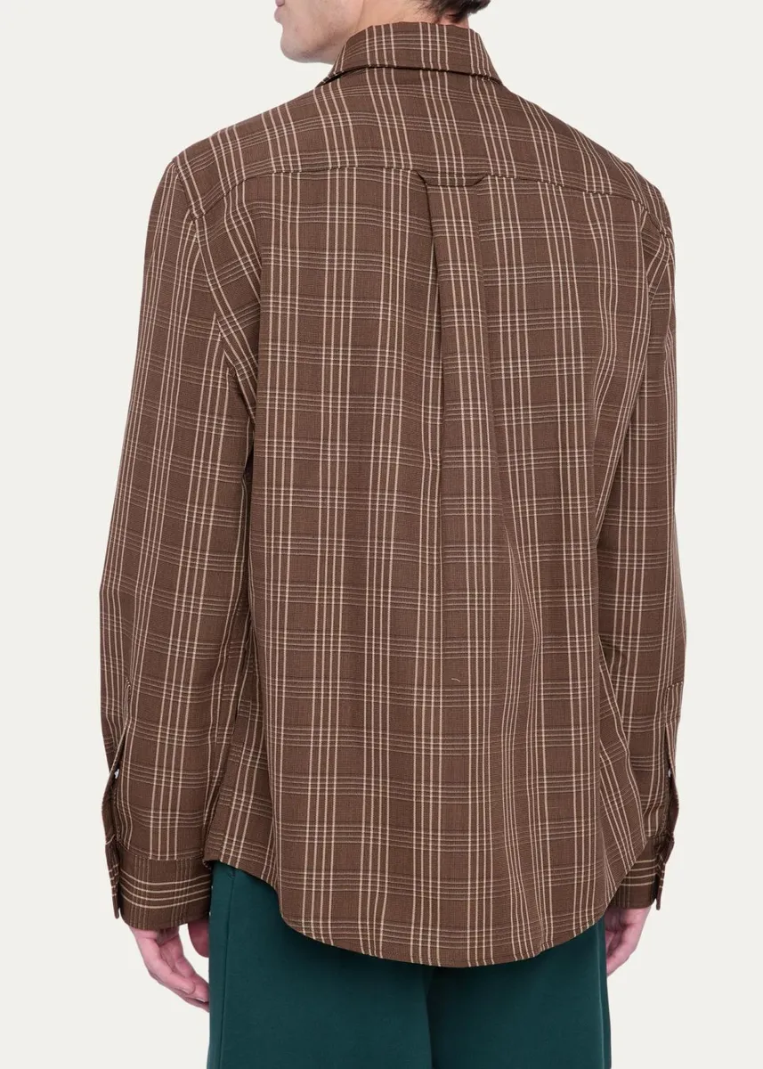 AMI PARIS Men's Plaid Wool Flannel Button-Front Shirt | Thumbnail 3 AMI PARIS Men's Plaid Wool Flannel Button-Front Shirt | Thumbnail 3