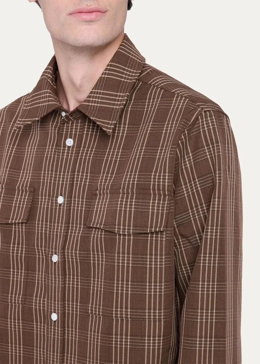 AMI PARIS Men's Plaid Wool Flannel Button-Front Shirt | Thumbnail 5 AMI PARIS Men's Plaid Wool Flannel Button-Front Shirt | Thumbnail 5