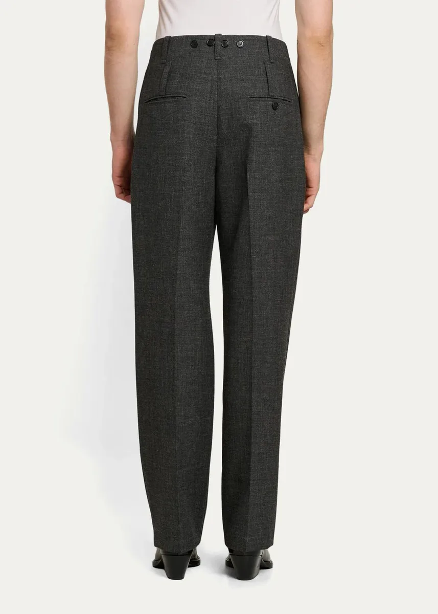 Marni Men's Pleated Wool Wide-Leg Trousers | Thumbnail 3