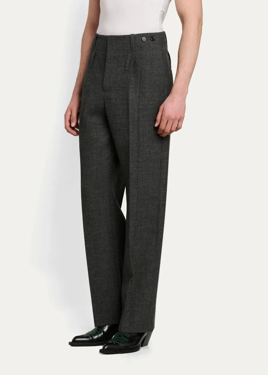 Marni Men's Pleated Wool Wide-Leg Trousers | Thumbnail 4