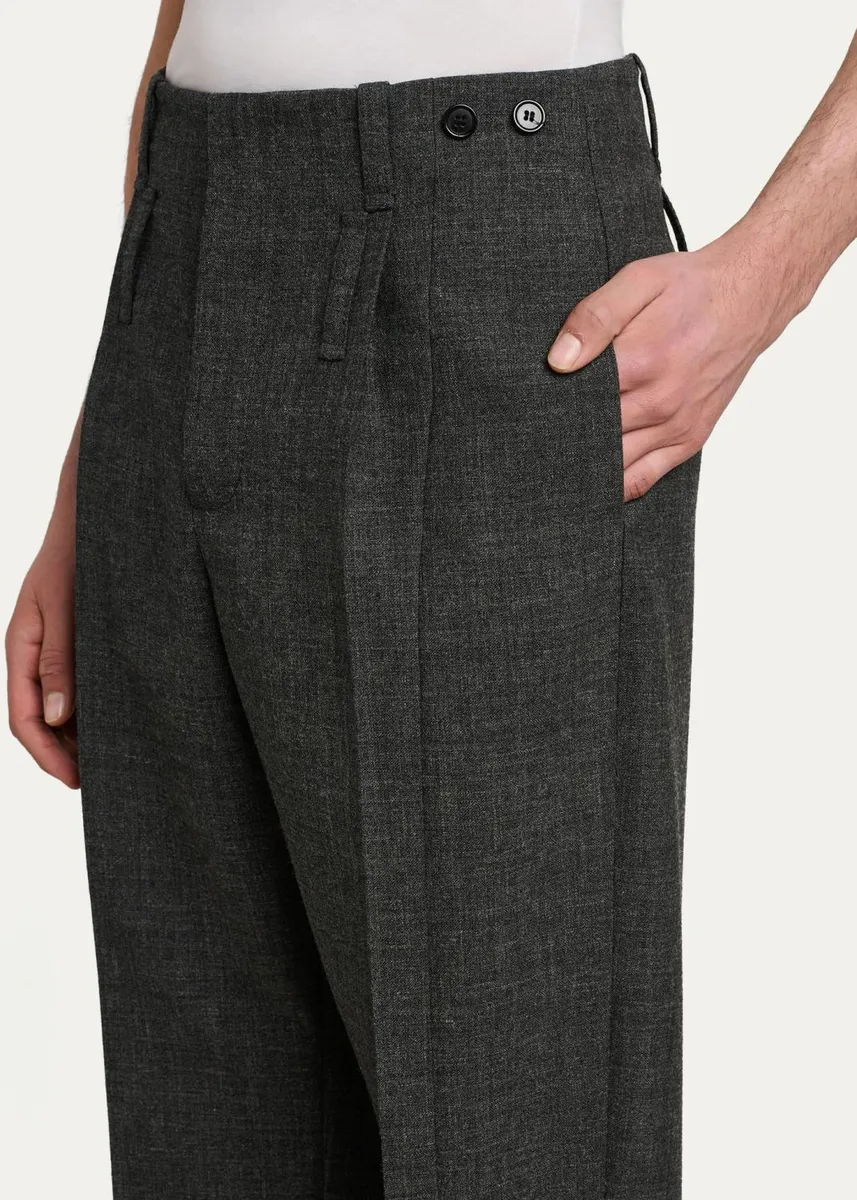 Marni Men's Pleated Wool Wide-Leg Trousers | Thumbnail 5