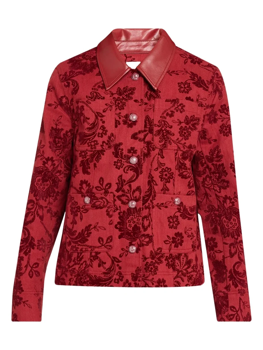 Cinq à Sept Dalton Paisley Flocked Stretch-Cotton Jacket