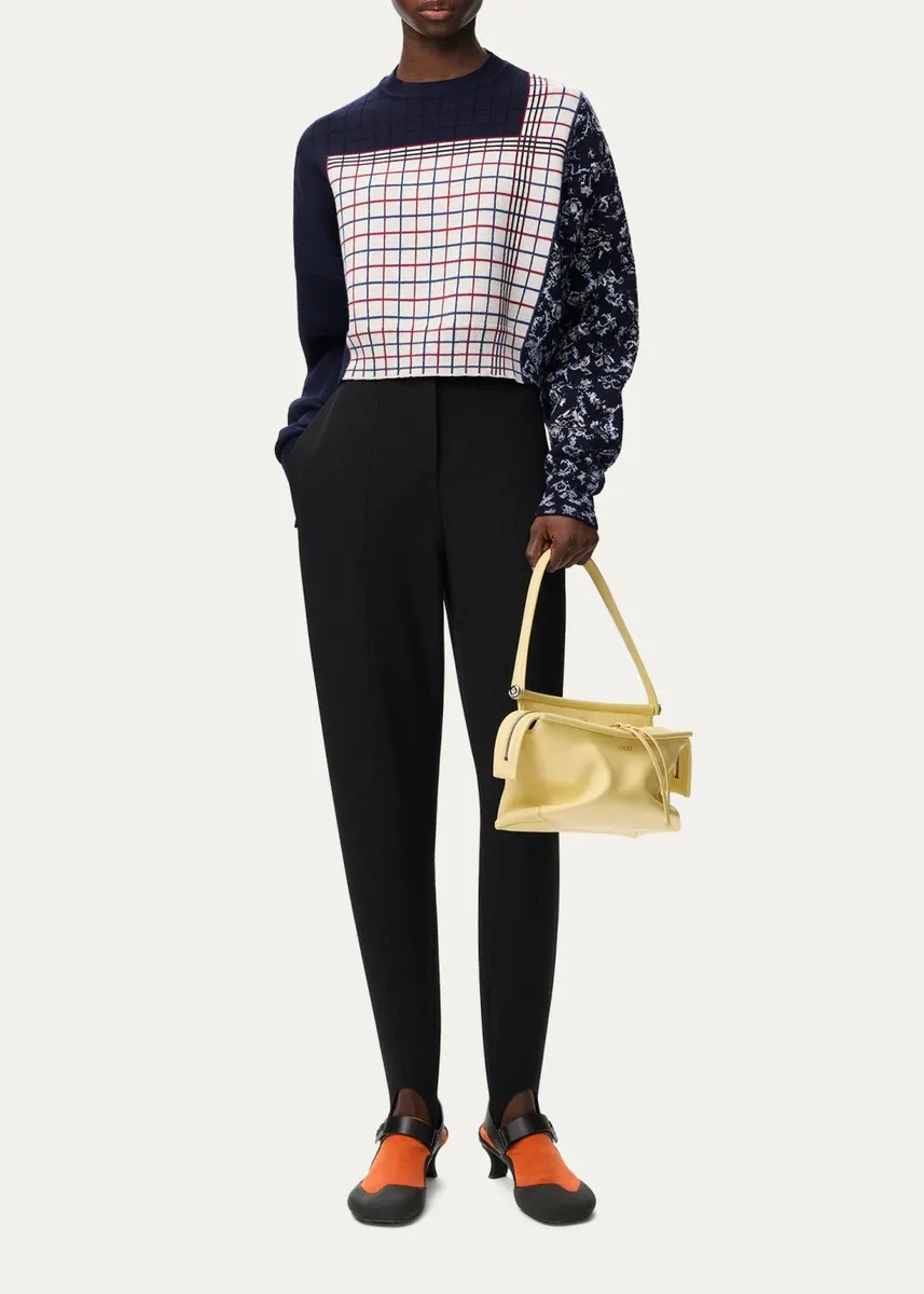 Loewe Patchwork Check Wool-Blend Crop Sweater | Thumbnail 2 Loewe Patchwork Check Wool-Blend Crop Sweater | Thumbnail 2
