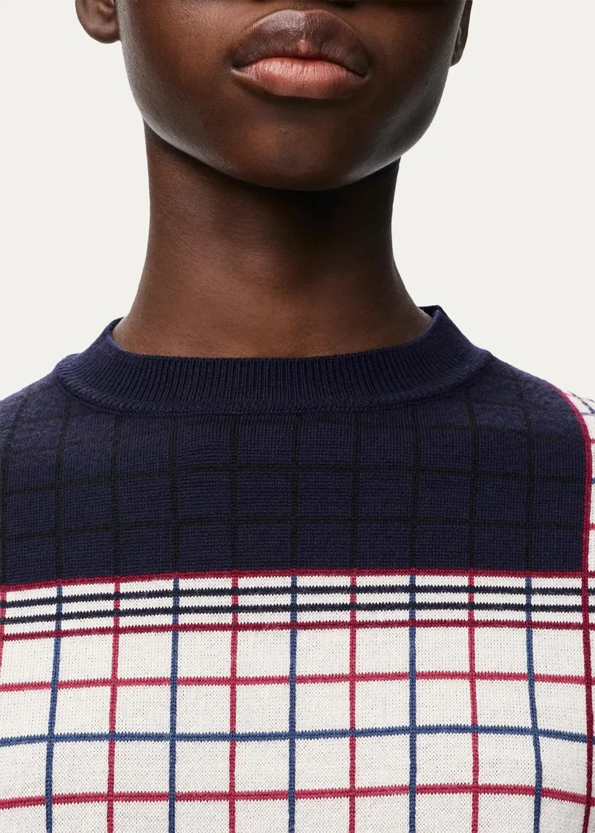 Loewe Patchwork Check Wool-Blend Crop Sweater | Thumbnail 5 Loewe Patchwork Check Wool-Blend Crop Sweater | Thumbnail 5