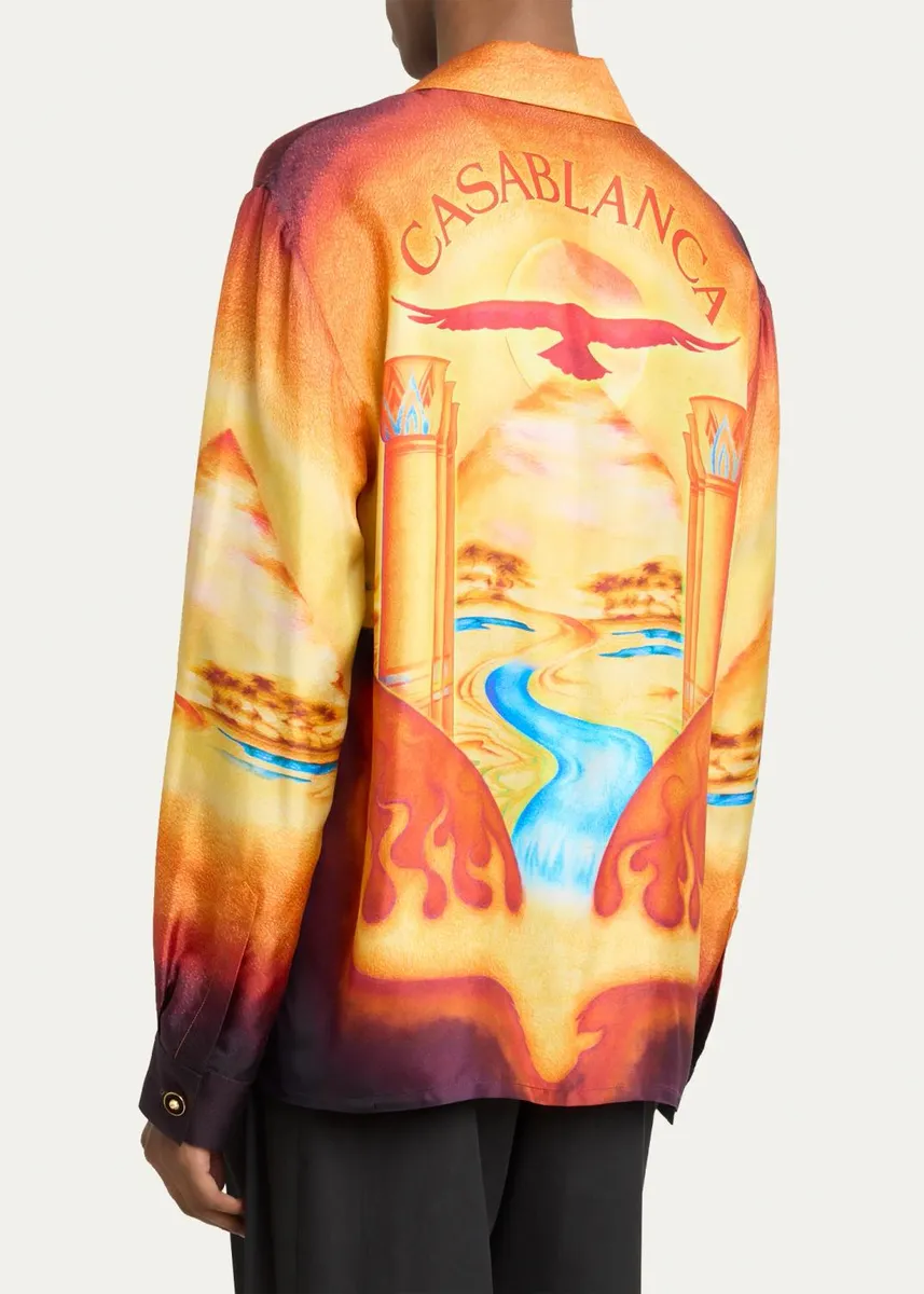 Casablanca Men's Printed Silk Camp Shirt | Thumbnail 3