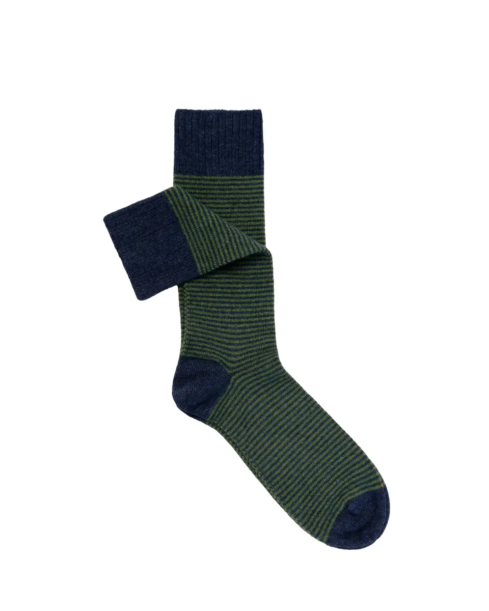 Sozzi Calze Men's Cashmere Blend Micro-Stripe Crew Socks | Thumbnail 2
