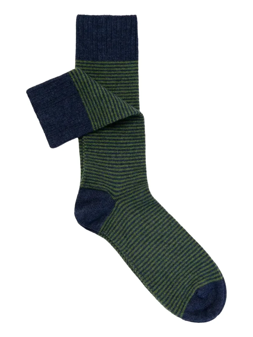 Sozzi Calze Men's Cashmere Blend Micro-Stripe Crew Socks