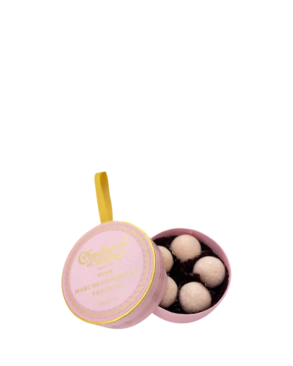 Charbonnel Et Walker Pink Marc de Champagne Truffles Hanging Bauble, 2 oz. | Thumbnail 2 Charbonnel Et Walker Pink Marc de Champagne Truffles Hanging Bauble, 2 oz. | Thumbnail 2