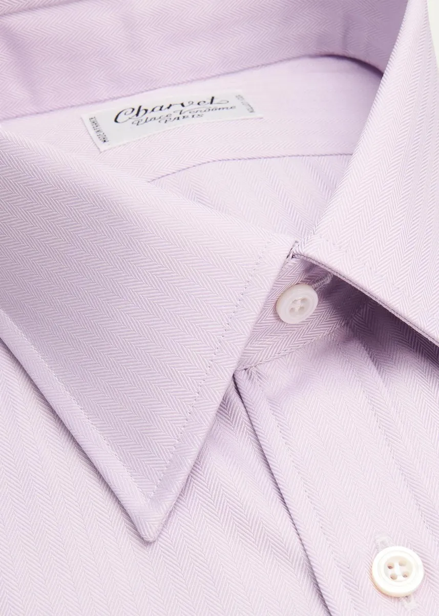 Charvet Men's Herringbone Cotton Dress Shirt | Thumbnail 2 Charvet Men's Herringbone Cotton Dress Shirt | Thumbnail 2