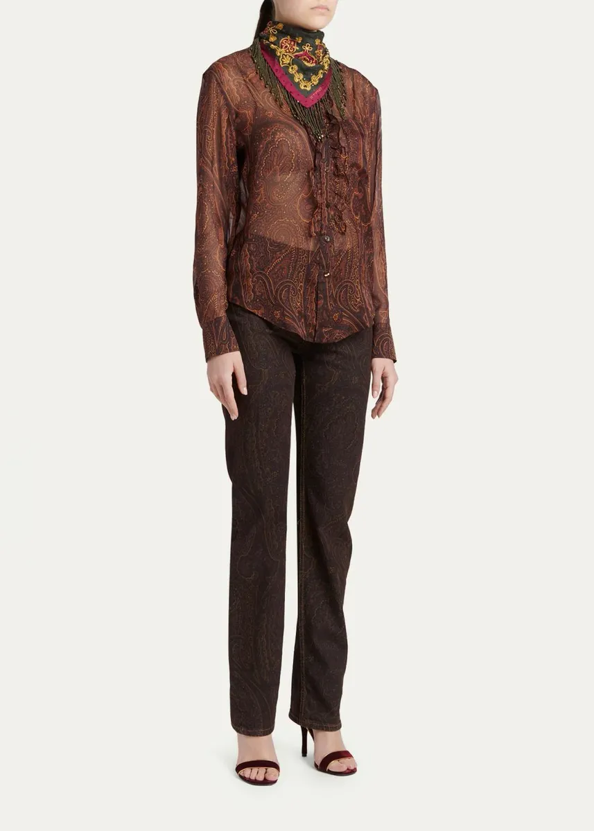 Etro Sequined Triangular Silk Scarf | Thumbnail 2 Etro Sequined Triangular Silk Scarf | Thumbnail 2