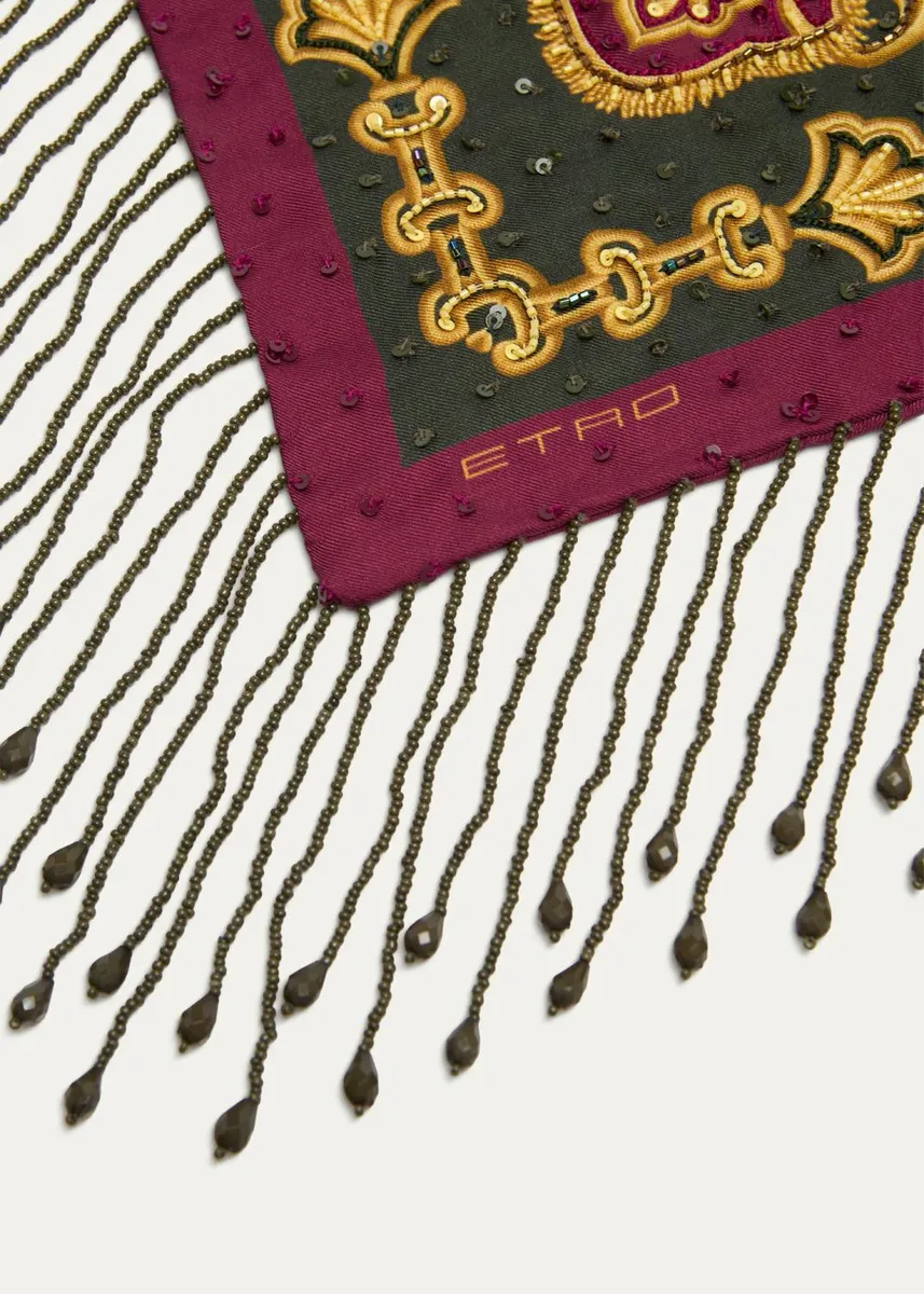 Etro Sequined Triangular Silk Scarf | Thumbnail 4 Etro Sequined Triangular Silk Scarf | Thumbnail 4