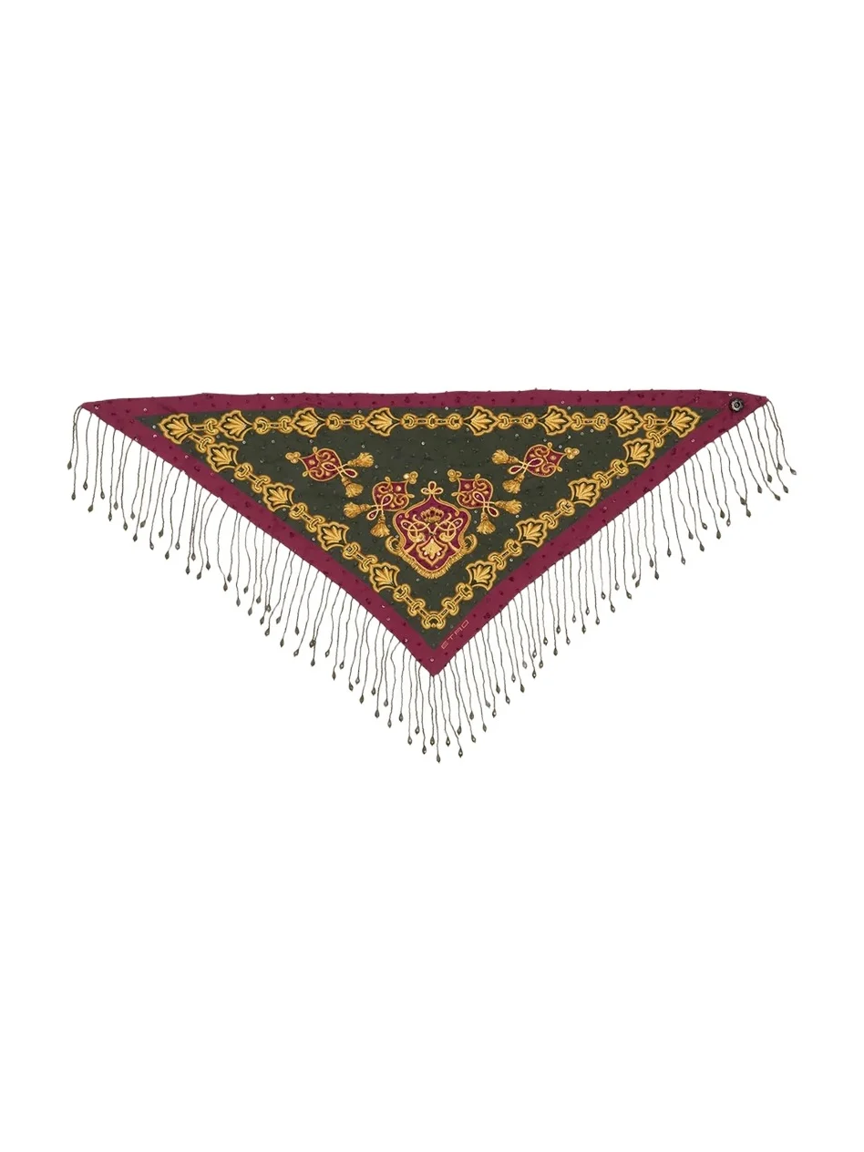Sequined Triangular Silk Scarf