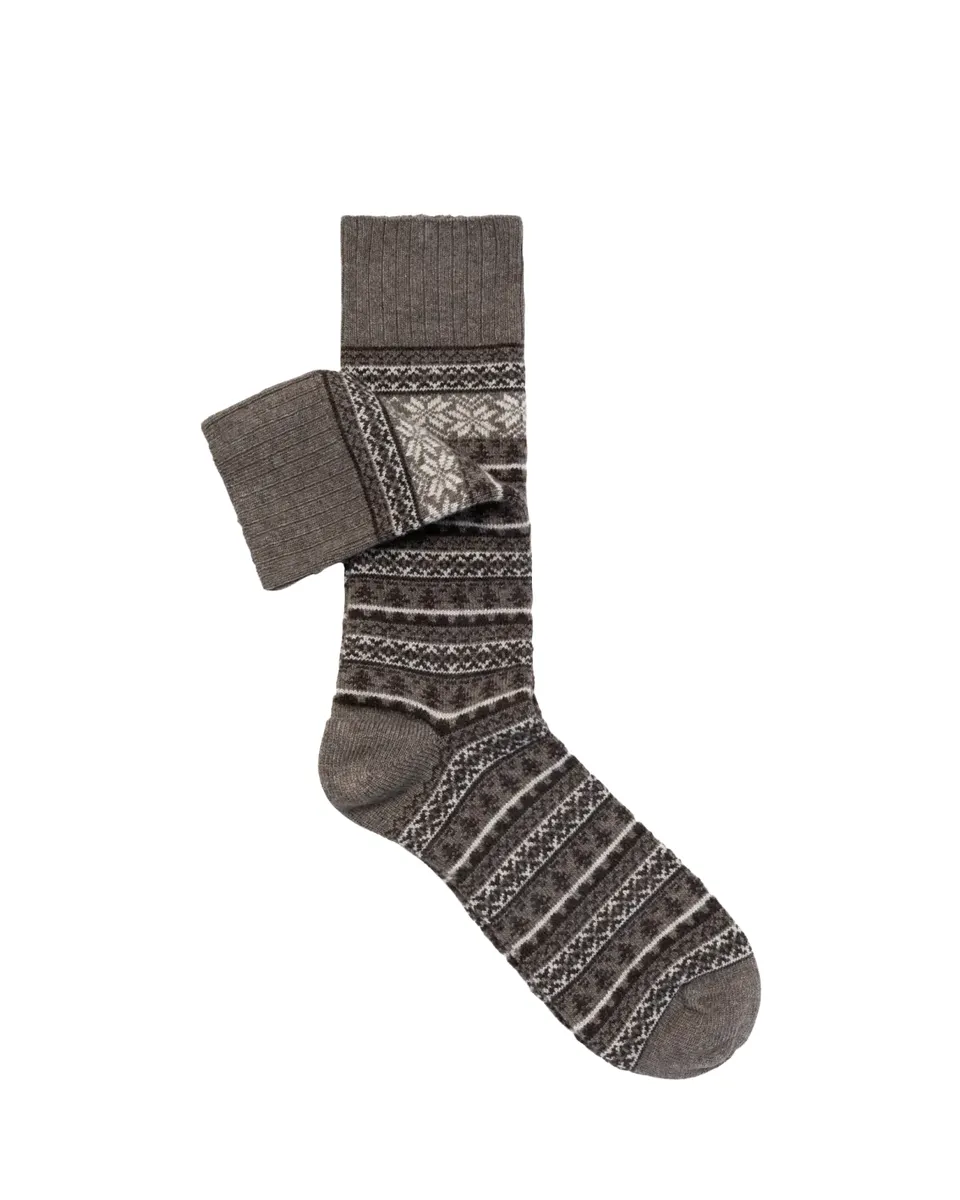 Sozzi Calze Men's Cashmere Blend Fair Isle Crew Socks | Thumbnail 2
