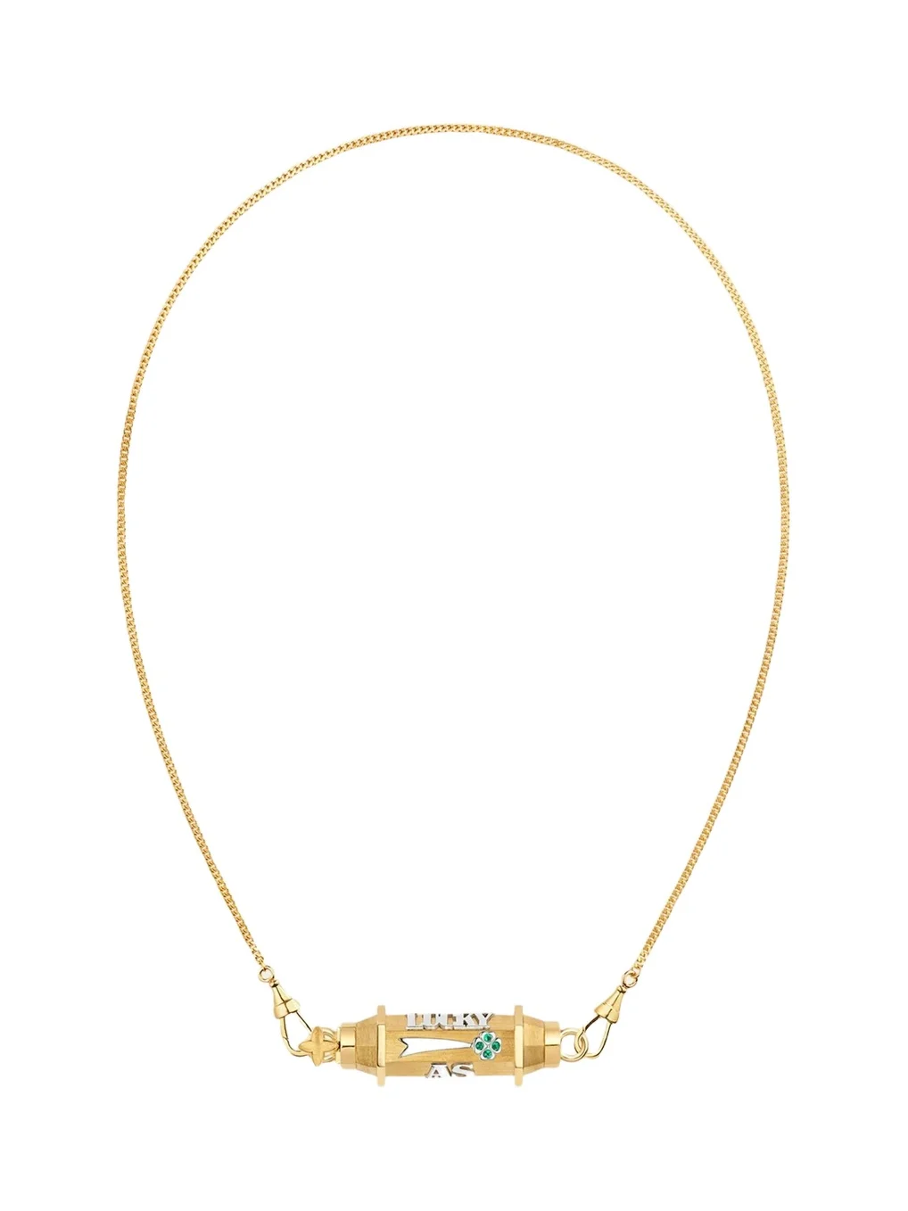 Lucky as Fuck 18K Yellow Gold & Emerald Necklace/14.5" Lucky as Fuck 18K Yellow Gold & Emerald Necklace/14.5"