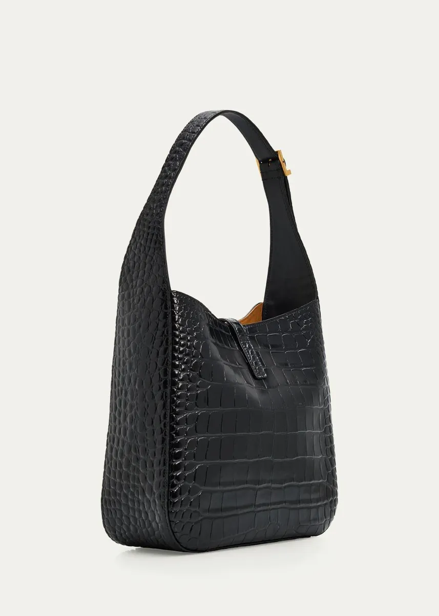 Saint Laurent Le 5 À 7 Logo Croc-Embossed Leather Bucket Bag | Thumbnail 3 Saint Laurent Le 5 À 7 Logo Croc-Embossed Leather Bucket Bag | Thumbnail 3